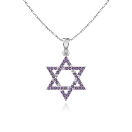 Natural Amethyst Star of David Pendant Necklaces for Women in Sterling Silver, February Birthstone Jewelry Gifts for Her Birthday, Wedding Anniversary, Graduation, Christmas, Mothers Day, Valentines