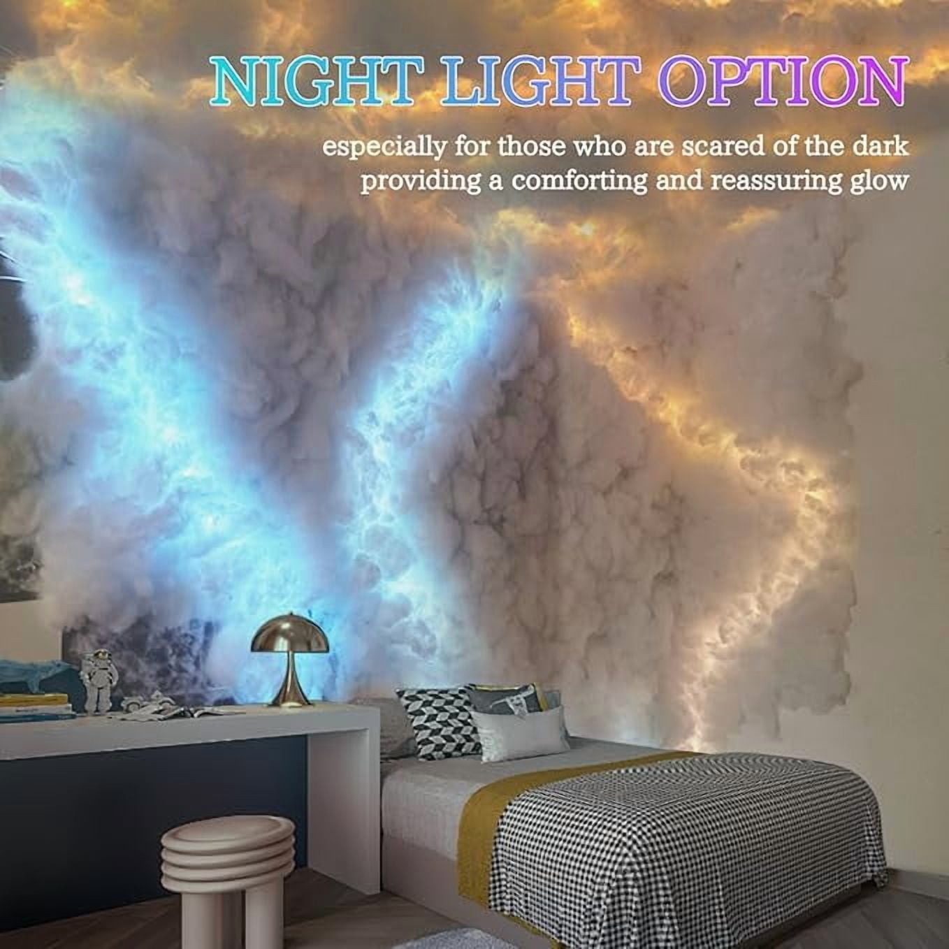 DIY Thunder Cloud Mood Light 16ft Adjustable Brightness & Color Decorative Background Atmosphere Household Party DJ Night Lighting Gaming