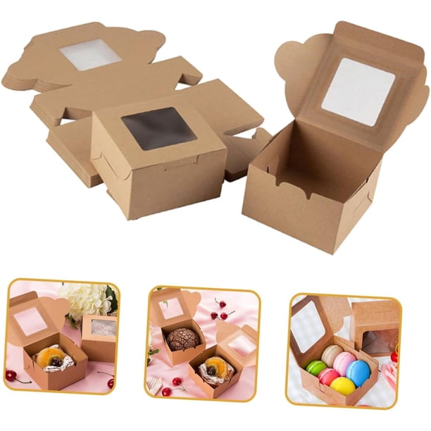 Boîte en papier kraft marron avec fenêtre transparente - Set de 20 - Boîte à gâteaux Boîte en papier kraft marron avec fenêtre transparente - Set de 20 - Boîte à gâteaux