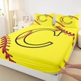 thumbnail image 3 of Homewish Boys Sport Baseball Twin Sheet Sets, Yellow Initial C Letter Twin Fitted Sheet, Chic Stripes Abstract Flat Sheet, Super Cozy Room Decor, 3pcs, 3 of 7