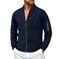 thumbnail image 2 of GrmtClth Sportswear Jacket Men Slim Fit Full Zip Bomber Coat Contrast Ribbed Hem Spring Fall Streetwear Casual Outerwear Navy XS, 2 of 5