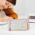 thumbnail image 4 of Estuche para bolígrafos unisex con doble apertura, lienzo de gran capacidad, útiles escolares multifunción, 4 of 8
