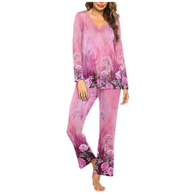 Birdeem Ensembles de Pyjama pour Femmes, Hauts et Pantalons Décontractés Unis, Manches 3/4