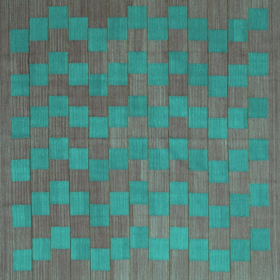 Ahgly Company Indoor Square Abstract Turquoise Blue Contemporary Area Rugs, 3' Square