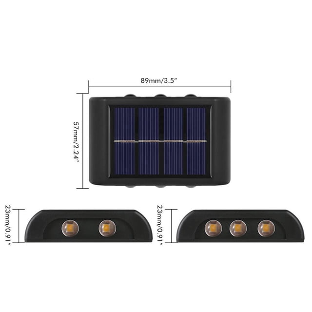 2 uds colector Solar luces arriba y abajo lámparas solares impermeable interior exterior LED luz de pared para jardín Patio garaje camino de entrada Jadeshay A