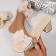 thumbnail image 2 of ZACPNCV Womens High Heel Mules Square Toe Block Heel Sandals Bow Embellishment Open Toe Dressy Slippers Party Shoes, 2 of 9