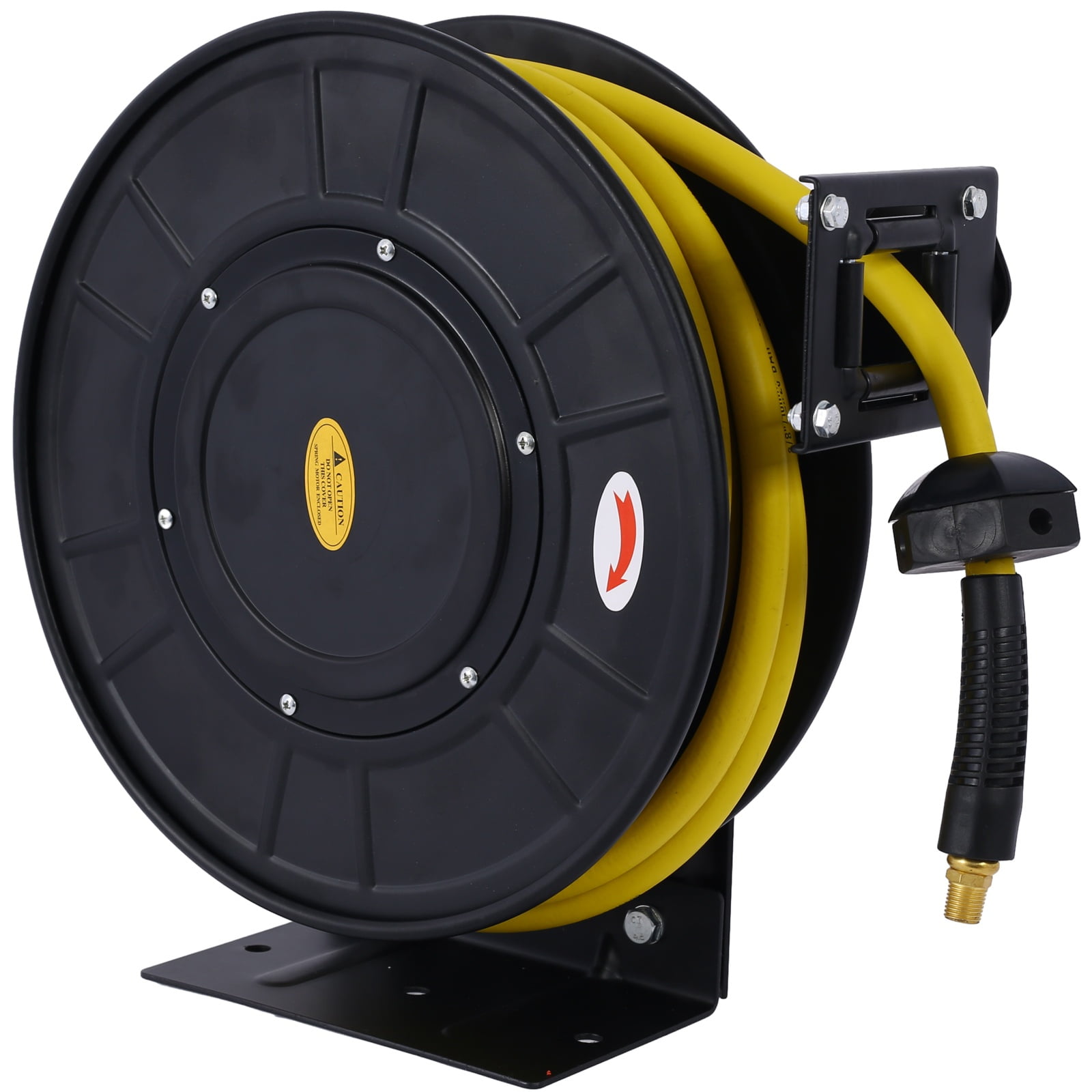 Air Reel Retractable 3/8" x 50' Premium Commercial Hose - Heavy Duty Steel Frame, 300 PSI Capacity, Wall/Ceiling/Floor Mount