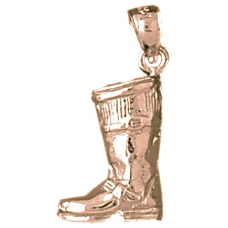 14K Rose Gold Boot Pendant - 21 mm