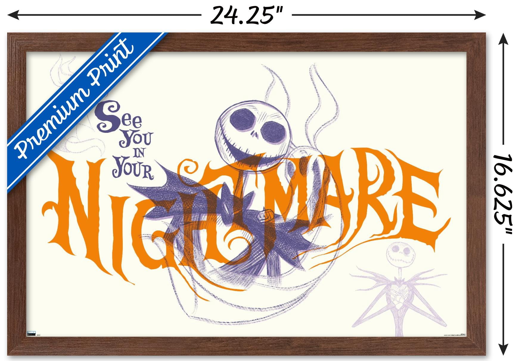 Disney Tim Burton's The Nightmare Before Christmas - See You In Your Nightmare Wall Poster, 14.725" x 22.375", Framed