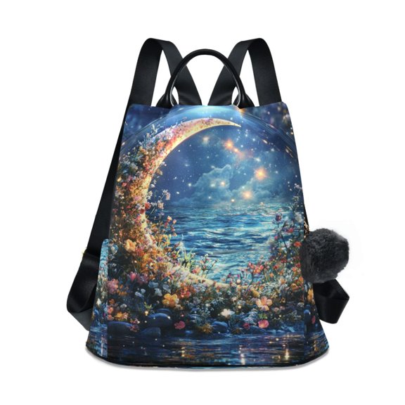 FORMRS Women's Travel Backpack Purse Anti-Theft Hidden Pockets Casual Shoulder Bag, Crystal Moon