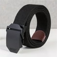 thumbnail image 2 of IQOGKRN Unisex Canvas Web Belt Automatic Metal Buckle Cut-To-Fit Adjustable Breathable Woven Strap Belt Black 120cm, 2 of 8