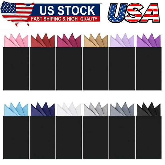 12 Pcs Pocket Squares for Men Prefolded Suit Pocket Squares on Card Masculine
