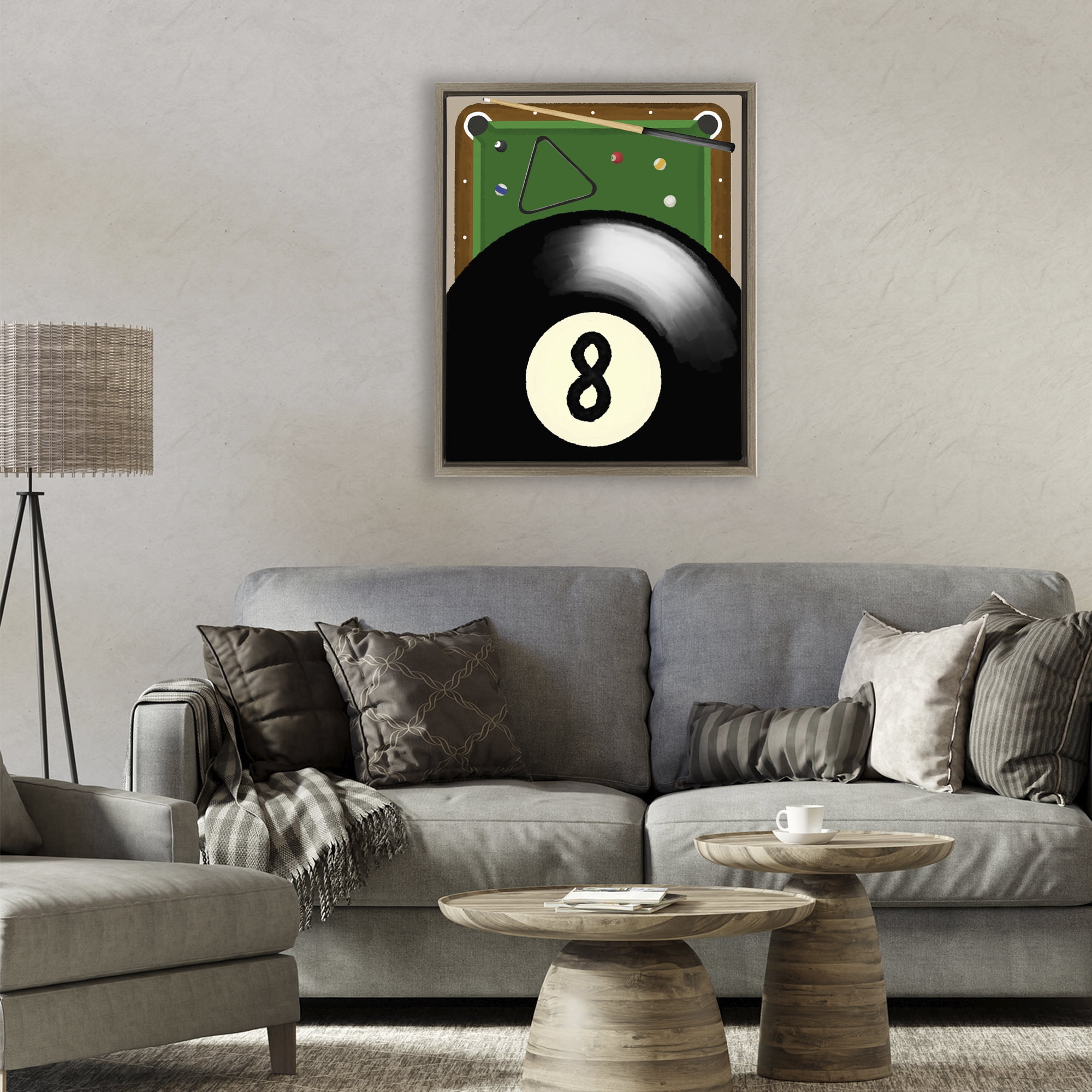 Stupell Industries Billiard Table & Balls Brown Framed Floater Canvas Wall Art, design by Jennifer Stith