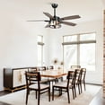 thumbnail image 4 of Parrot Uncle 52" Rustic Black Wood 5-Blade Indoor Ceiling Fan with Remote, 4 of 5