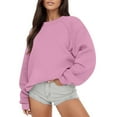 thumbnail image 2 of Lovskoo Sweatshirt for Women Trendy Casual Long Sleeve Round Neck Ladies Loose Sweatshirt Tops Blouse Pink, 2 of 5