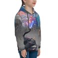 thumbnail image 3 of Fotbe Elephant Fireworks Celebration Pattern Youth Pullover Hooded Sweatshirt, Boys Hoodie, Kangaroo Pocket Hoodie for Kids Girls -Medium, 3 of 6