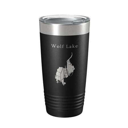 

Wolf Lake Map Tumbler Travel Mug Insulated Laser Engraved Coffee Cup Indiana Illinois 20 oz Black