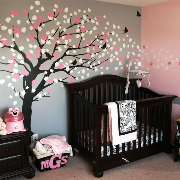 Elegant Cherry Blossom Tree Wall Decal - Scheme A