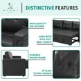 thumbnail image 3 of Naomi Home Reversible Sleeper Sectional Sofa Couch with Storage Chaise, Air Leather, Black, 3 of 8