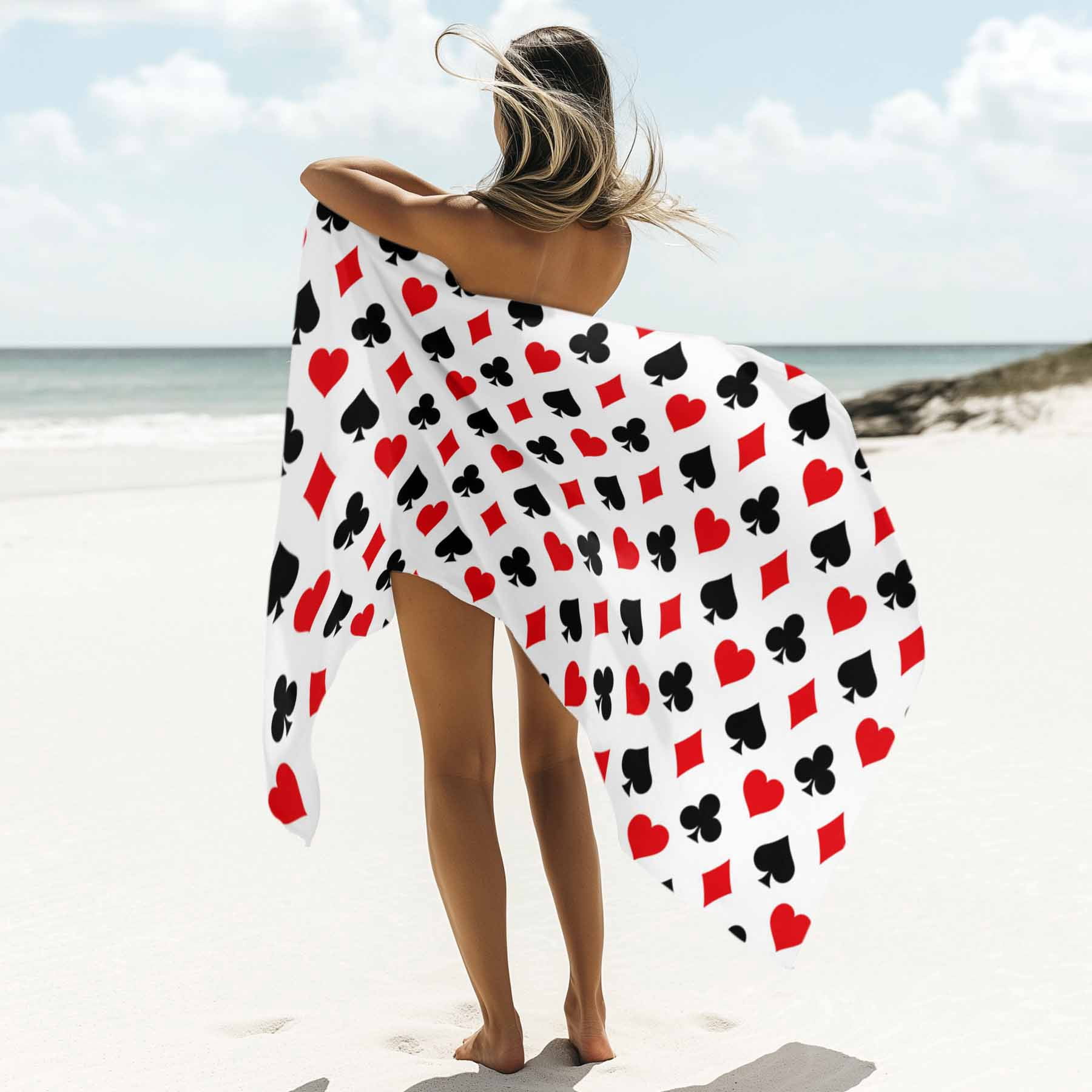 Poker Game Texture Beach Towels Blanket Soft&Absorbent Quick Dry Microfiber Red Black Casino Pattern Pool Towels for Swimming ,Yoga, Sports, Gym, Camping,Large 30X60in,