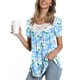thumbnail image 2 of Blusa corta con cuello redondo y estampado de retazos de encaje a la moda para mujer Pompotops  hfajkhk133659, 2 of 6