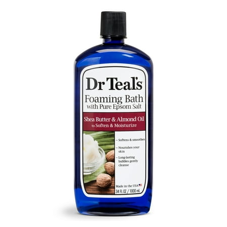 Dr Teal's Foaming Bath with Pure Epsom Salt, Soften & Moisturize with Shea Butter & Almond Oil, 34 fl oz.
