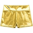 thumbnail image 7 of YONGHS Gymnastics Booty Shorts for Women Shiny Metallic Biker Dance Yoga Cheer Athletic Hot Pants Gold L, 7 of 7