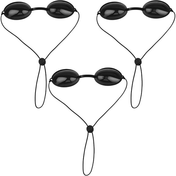 3 Pairs LED Light Protective Goggles, Red Light Eye Protection Goggles, Tanning Bed Glasses Sun Safety Eyewear Sunbathing UV Eye Shields Black