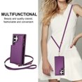 thumbnail image 2 of Wallet Case for Samsung Galaxy S23 Ultra, with Crossbody Shoulder Strap & Hand Wrist Cards Holder Zipper Pocket Stand Feature Protective Shockpoof Phone Case for Samsung Galaxy S23 Ultra,Darkpurple, 2 of 7
