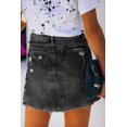 thumbnail image 3 of Women's Black Distressed Raw Hem Denim Skirt, 3 of 6