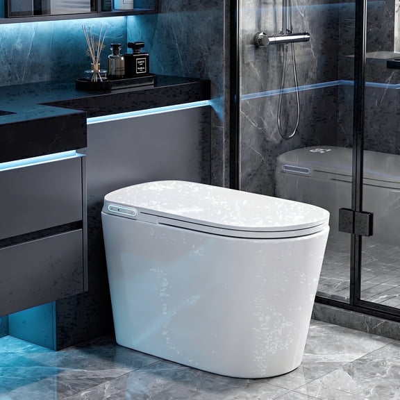 Amicliber Smart Toilet With Bidet, Heated Seat, Auto Flush, Auto Soft-Close Seat & Lid, Foot Sensor, Warm Water Wash&Air Dry, Tankless Electric One Piece Toilets For Bathroom With Siphon Dual Flush