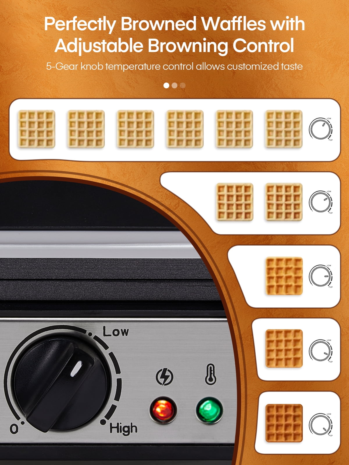 FOHERE 4 Slice Electric Waffle Maker, Non-Stick