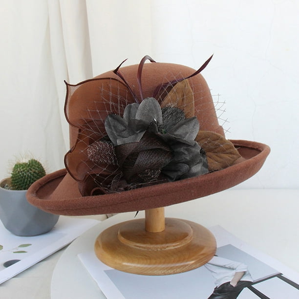 JFGHDG Wide Brim Hats for Women,Flapper Hat,Cloche Hat,Sun Visors