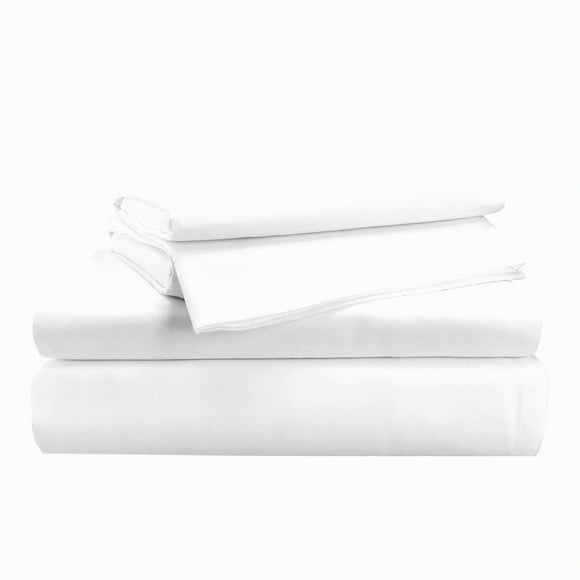 CoolCotton Percale Queen Set - Breathable 4 Piece White Sheets with Extra Deep Pocket. Hotel Luxury Quality for a Crisp and Comfortable Sleep Experience.
