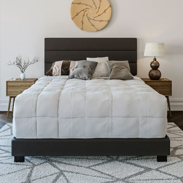 Premier Rapallo Upholstered Faux, Black Faux Leather Queen Bed Frame