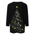 thumbnail image 5 of 3/4 Sleeve Tees for Women Xmas Novelty Clothing Merry Christmas Pullover Printed Tops Christmas Tree Clothes Reindeer Shirts Shining Stars Outfits Vintage Pullovers, 5 of 5