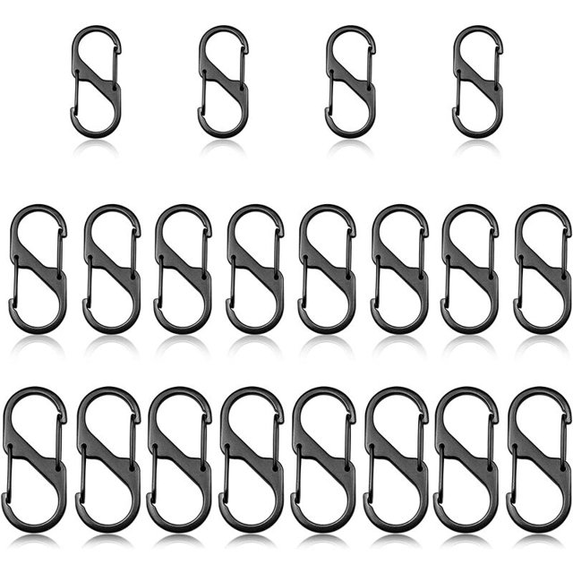 20 Piezas Mini Mosquetón Negro Llavero Mini S Forma Mosquetón Clips Mosquetón Llaveros, Doble Bucle Mosquetón Clips para Actividades Al Aire Libre, Camping, Senderismo O Viajes esquí esquí Gafas de esquí
