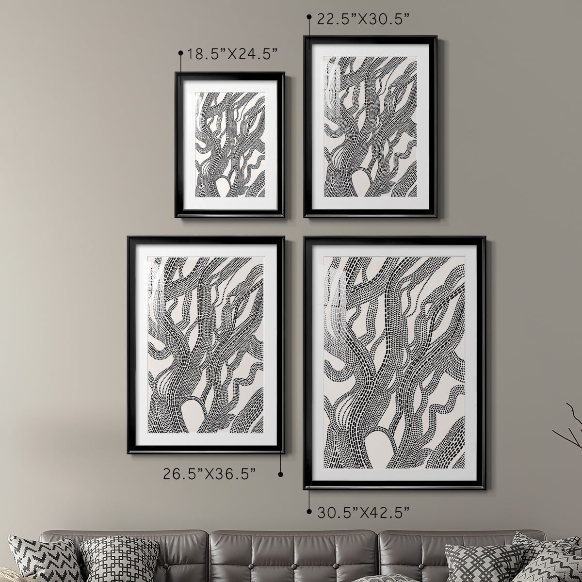 Wexford Home Dots and Dashes I Premium Framed Print, 18.5" x 24.5" - Ready to Hang, Black (Set of 2)