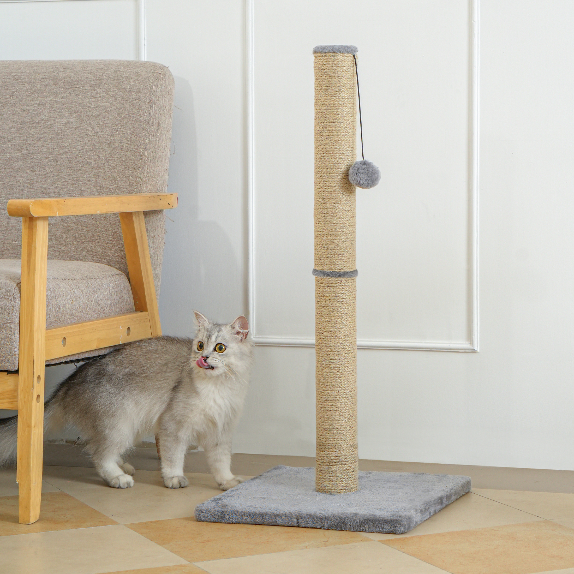 Cat Craft 28in Tall Jute Fiber Cat Scratching Post with Dangle Toy photo 3
