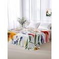 thumbnail image 5 of Floral Queen Size Flat Sheet, Wrinkleproof & Fadeproof Cooling Flat Bed Sheet Only, Red Yellow Pink Blue Flower Purple Lavender Leaf Breathable Soft Bedding Top Sheets 90 x 102 Inches, 5 of 8
