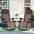 thumbnail image 2 of CL.HPAHKL Zero Gravity Lawn Lounge Chairs Set of 2, Adjustable Patio Reclining Chair with Pillow and Cup Holder, Folding Outdoor Chairs for Deck Beach Yard, Brown, 2 of 7
