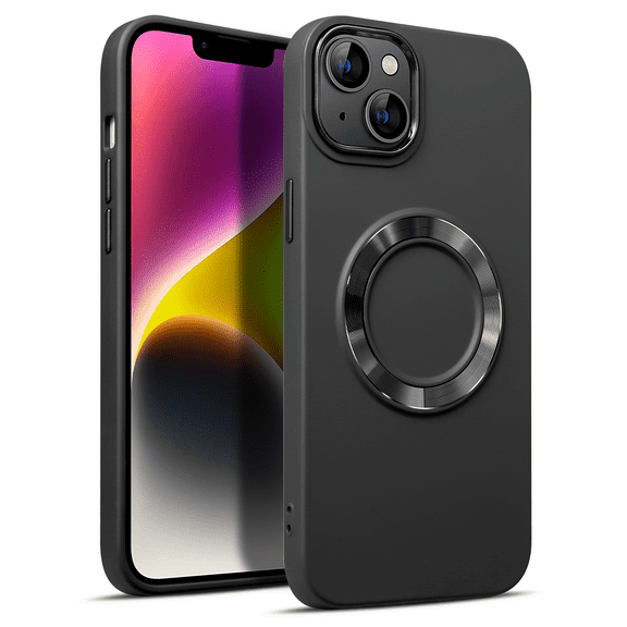 Compatible with iPhone 14 Pro Max Magnetic Case, Liquid Silicone Slim Plating Compatible with MagSafe Magnetic Rubber Shockproof Anti-Scratch Wireless Charging Cover, Black