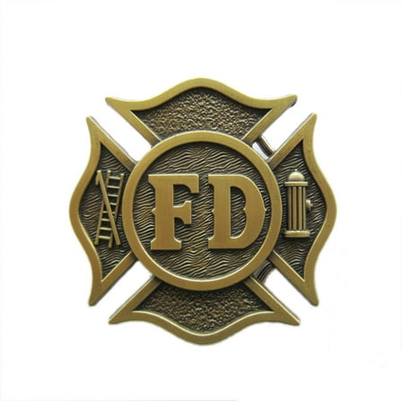 Antique Bronze Plated Fire Fighter Dept Hero Belt Buckle