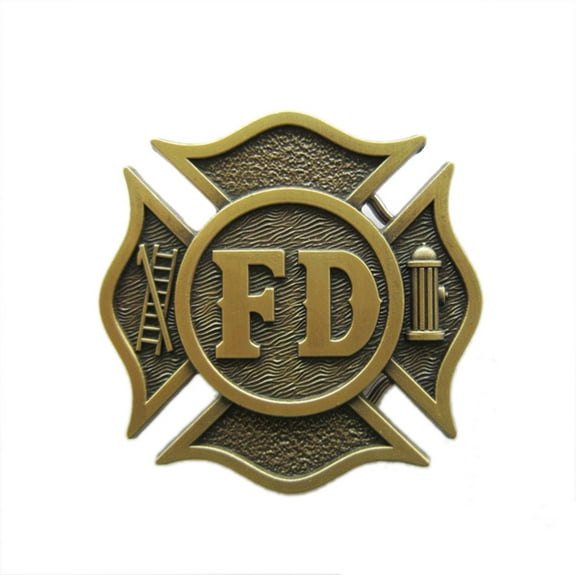 Antique Bronze Plated Fire Fighter Dept Hero Belt Buckle