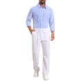 thumbnail image 2 of INSPIRE CHIC Men's Seersucker Shirt Striped Long Sleeve Button Down Textured Top S Blue, 2 of 5