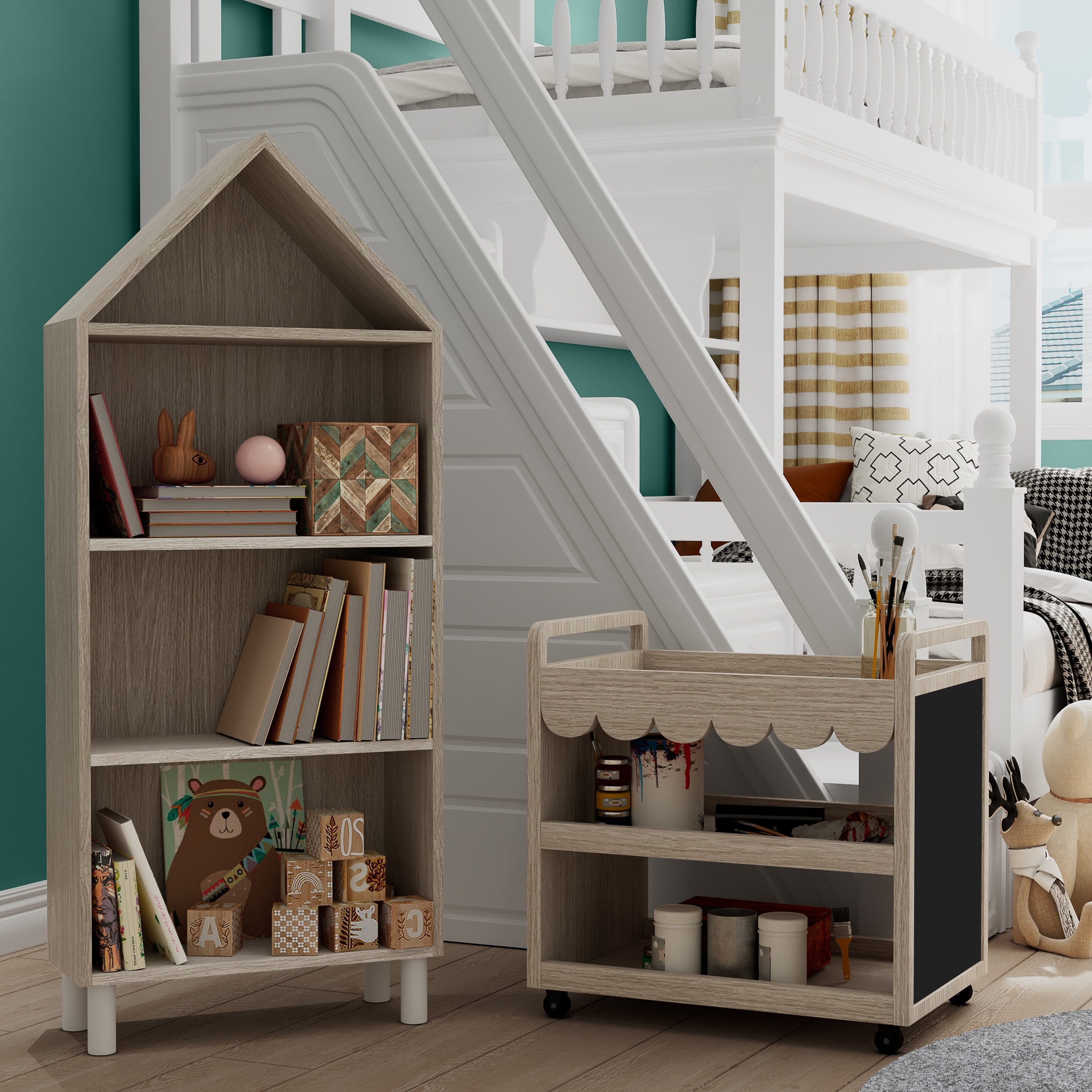 House of Happy Scallop Art Cart , Natural
