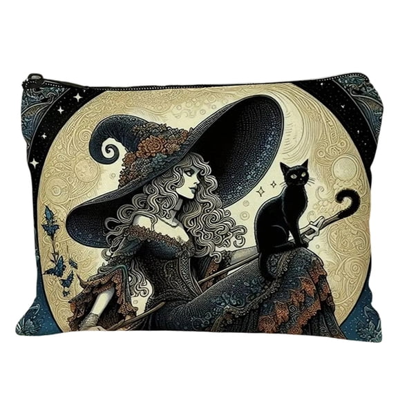 Halloween Decor Halloween Witch Print Storage Organizer Pencil With Zipper