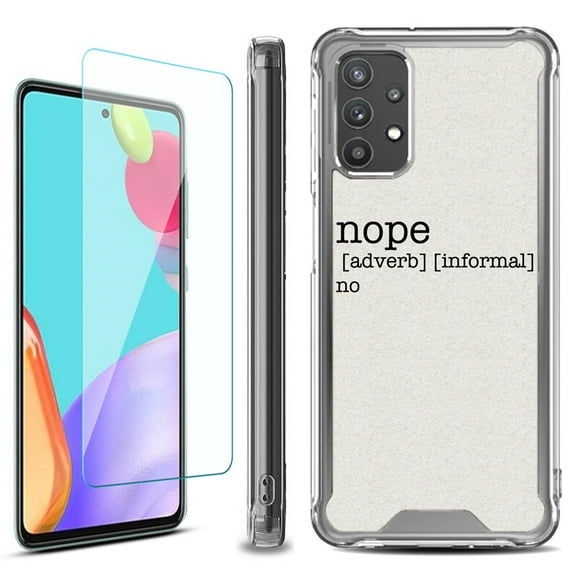 Shockproof Bumper Phone Case for Samsung Galaxy A53 5G, with Tempered Glass Screen Protector, by OneToughShield ® - Dictionary/Nope