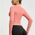 thumbnail image 4 of Dwellite Womens Cropped Workout Jackets Full Zip Up Slim Fit Lightweight Athletic Quick Dry Tops with Thumb Holes Watermelon Red XL, 4 of 6