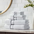 thumbnail image 2 of Hotel Style 6-Piece Egyptian Cotton Striped Bath Coordinate Towel Set, Charcoal Sky, 2 of 7